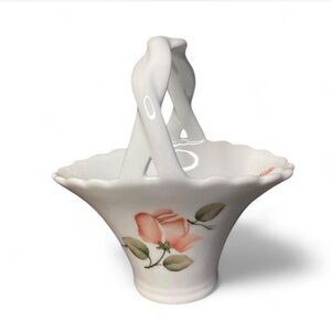 NIB Porcelain Basket Rose Print